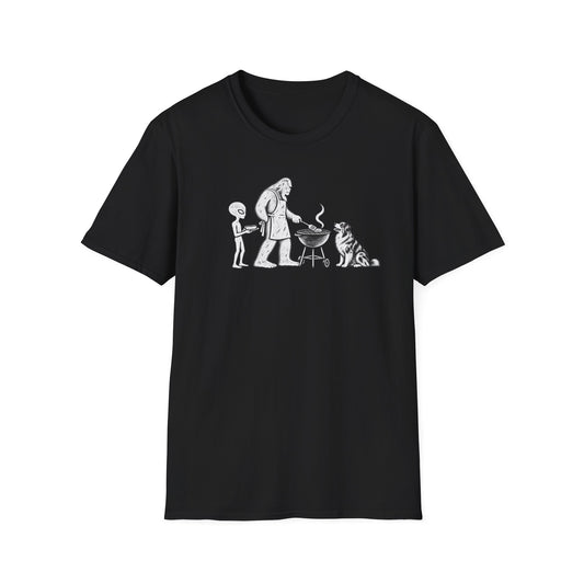 Australian Shepherd Cookout with Bigfoot & Alien T-Shirt