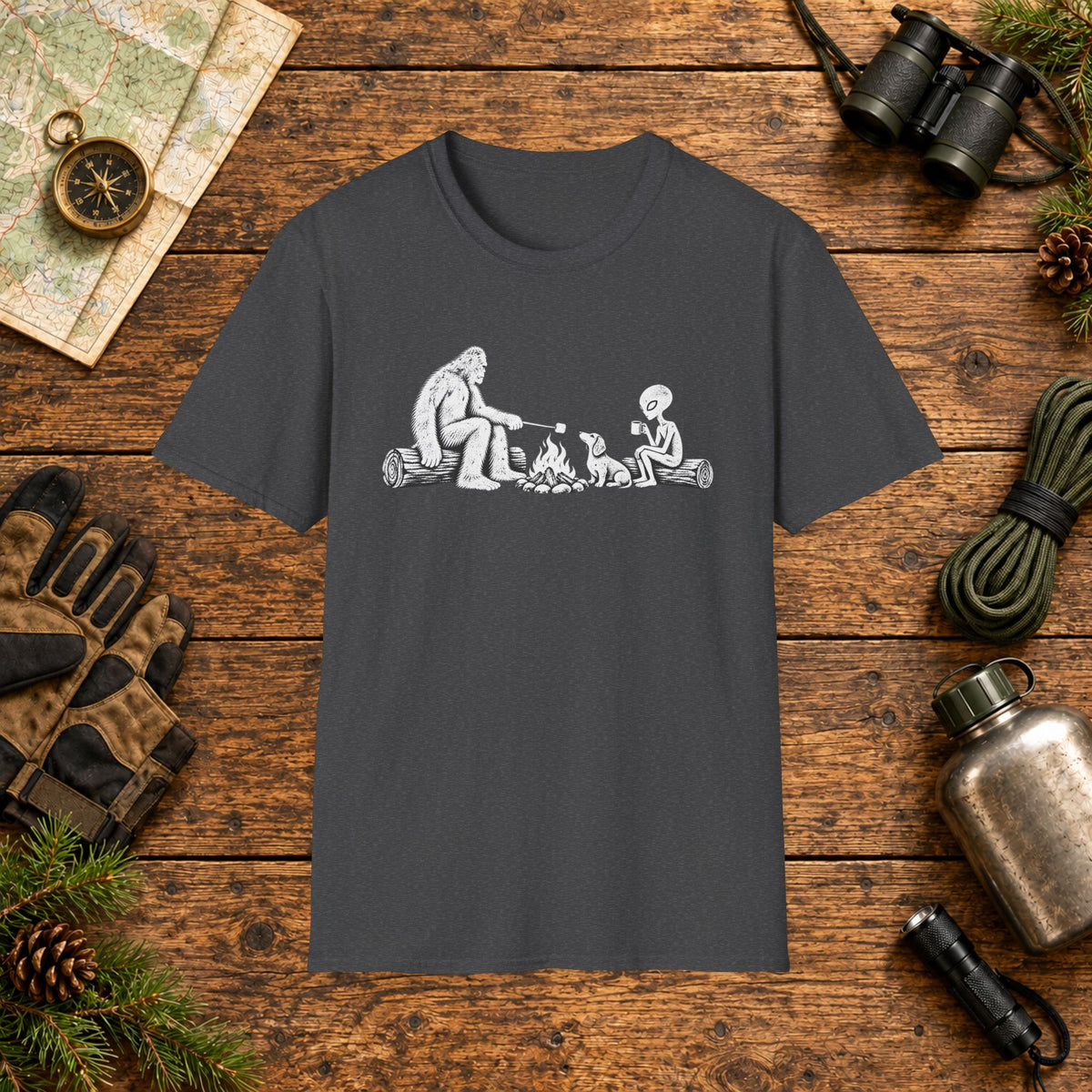 Dachshund Campfire Hiking Crew T‑Shirt