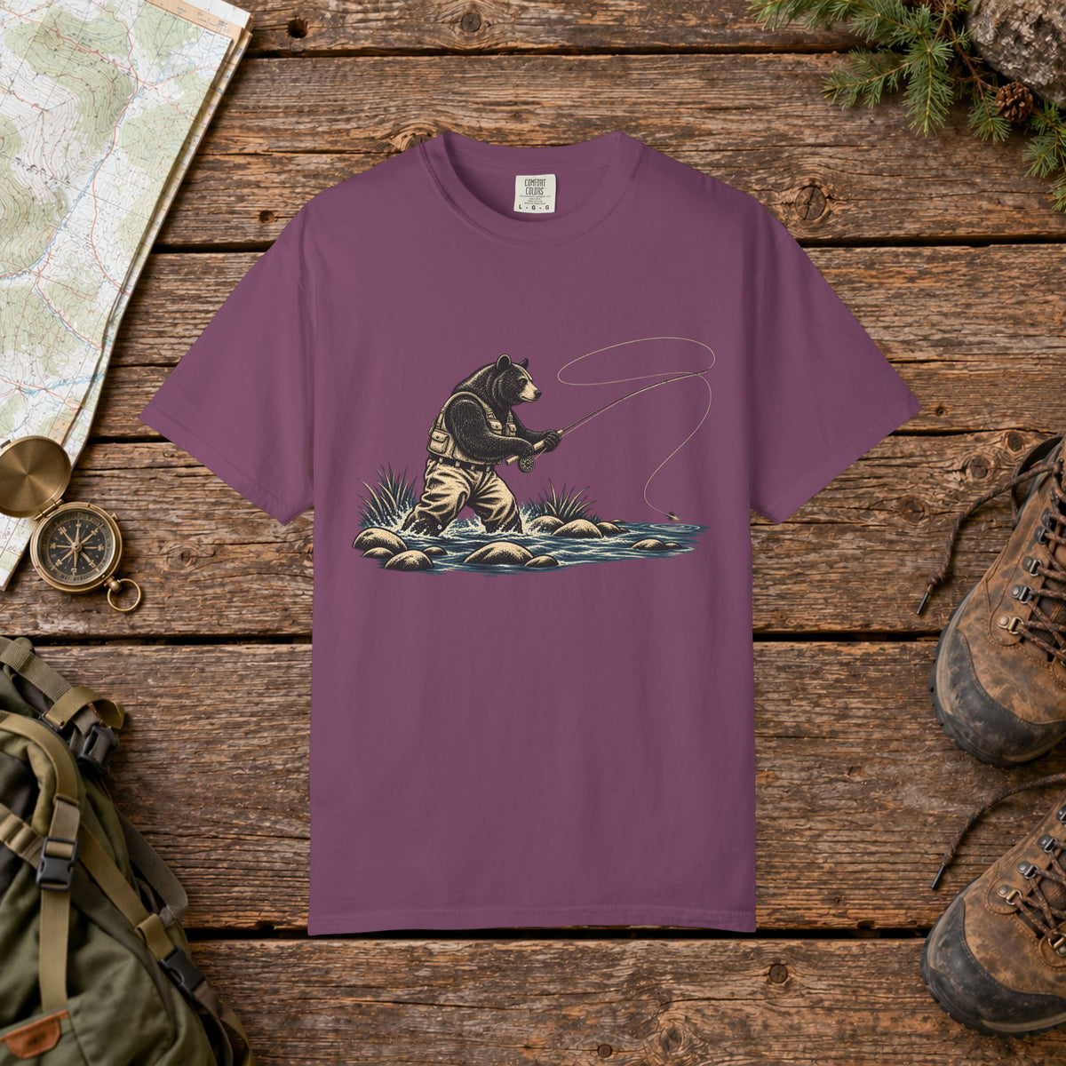 Woodland Bear Fly Fishing | Vintage