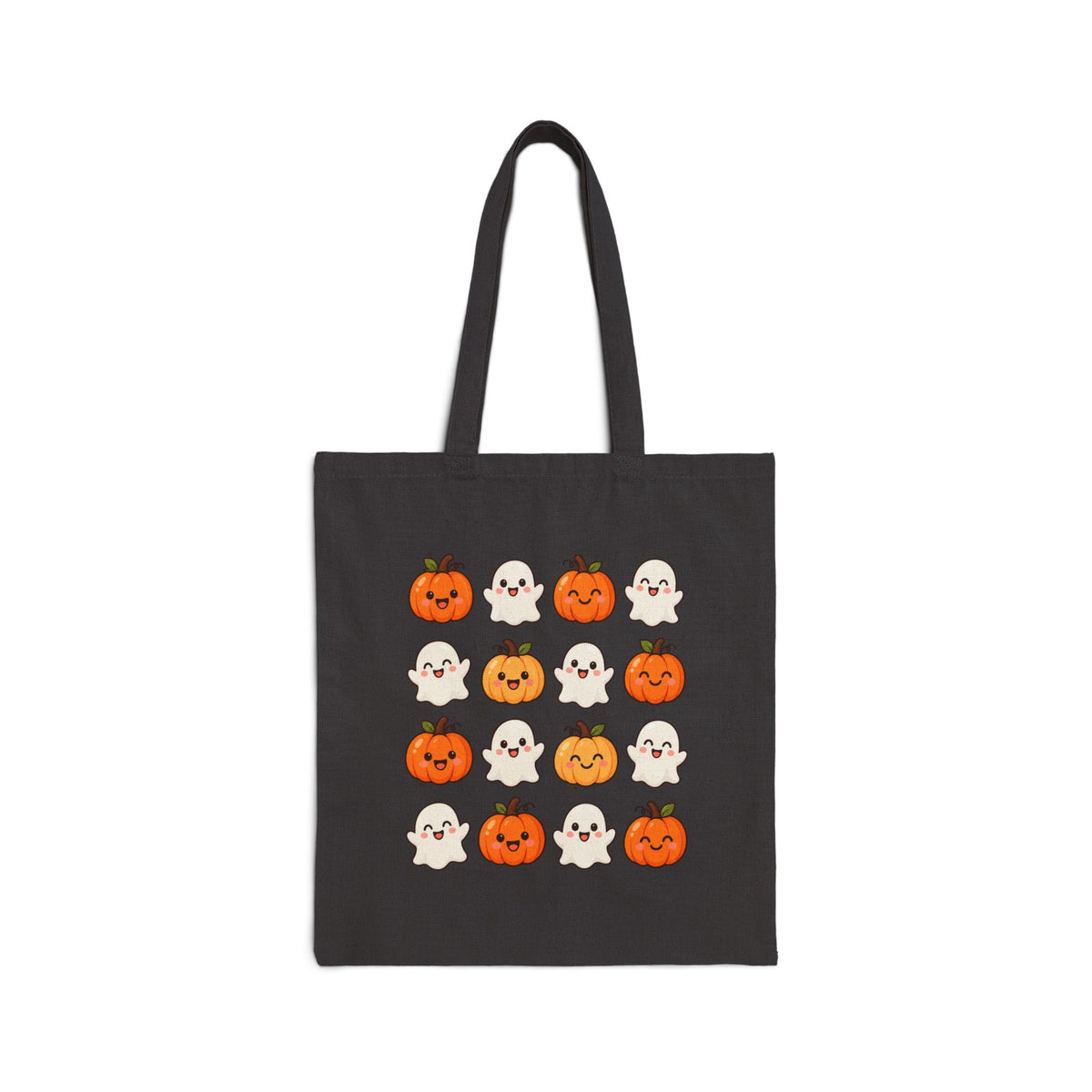 Cute Pumpkin and Ghost Pattern Tote Bag | Halloween Pumpkin Ghosts Canvas Tote