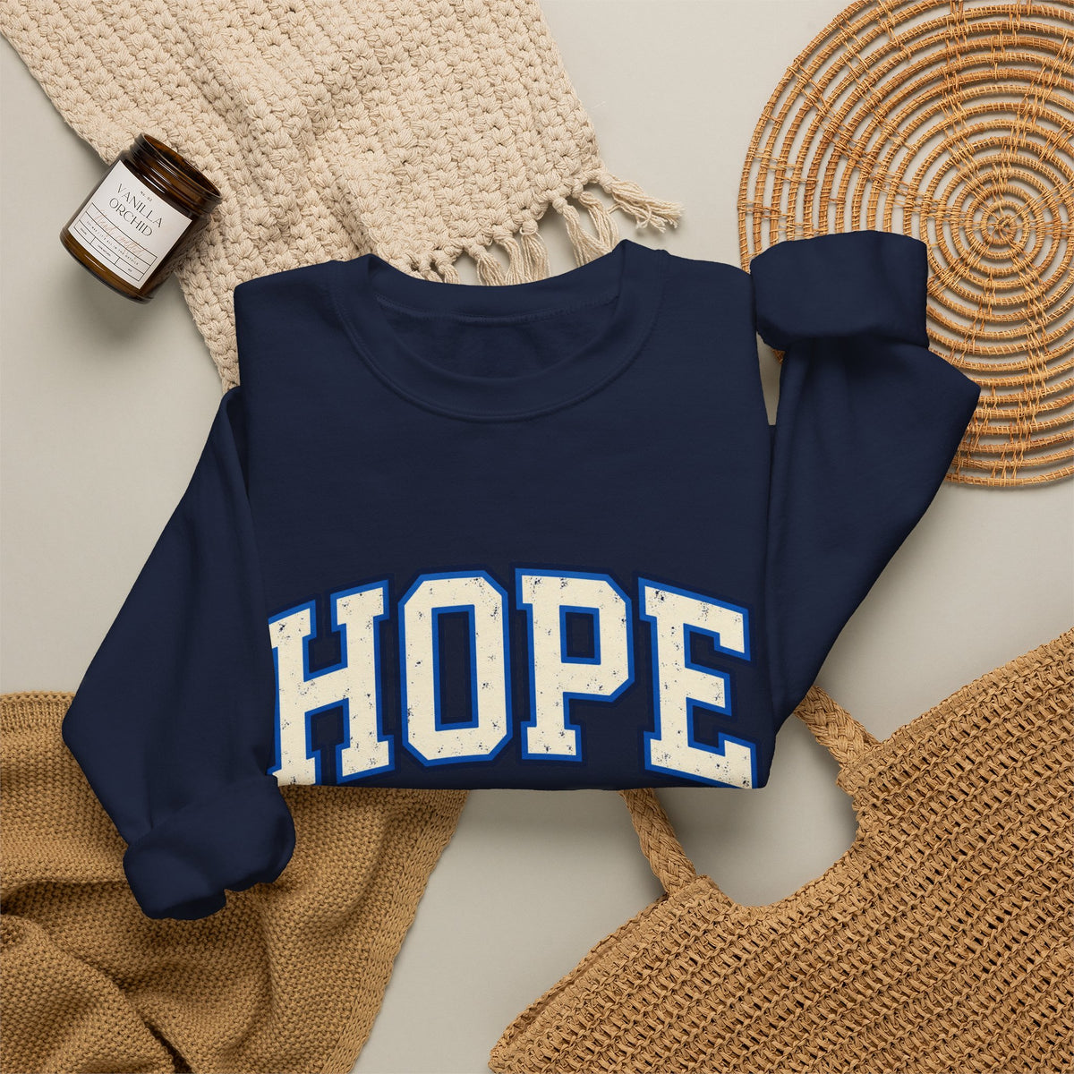 HOPE Crewneck Sweatshirt – Varsity Lettering Pullover