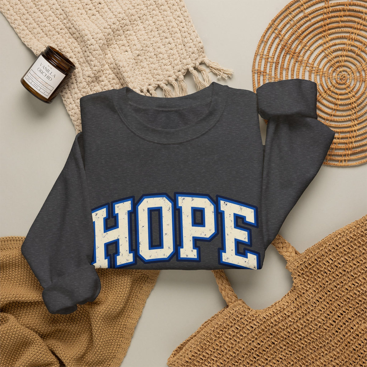 HOPE Crewneck Sweatshirt – Varsity Lettering Pullover