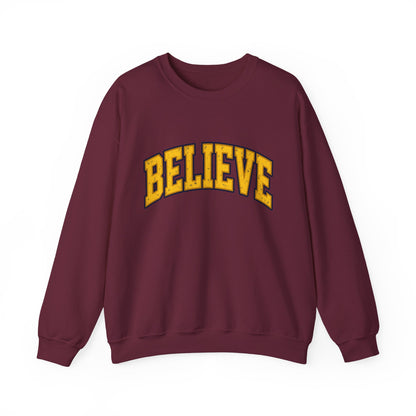 BELIEVE Crewneck Sweatshirt – Varsity Lettering Pullover