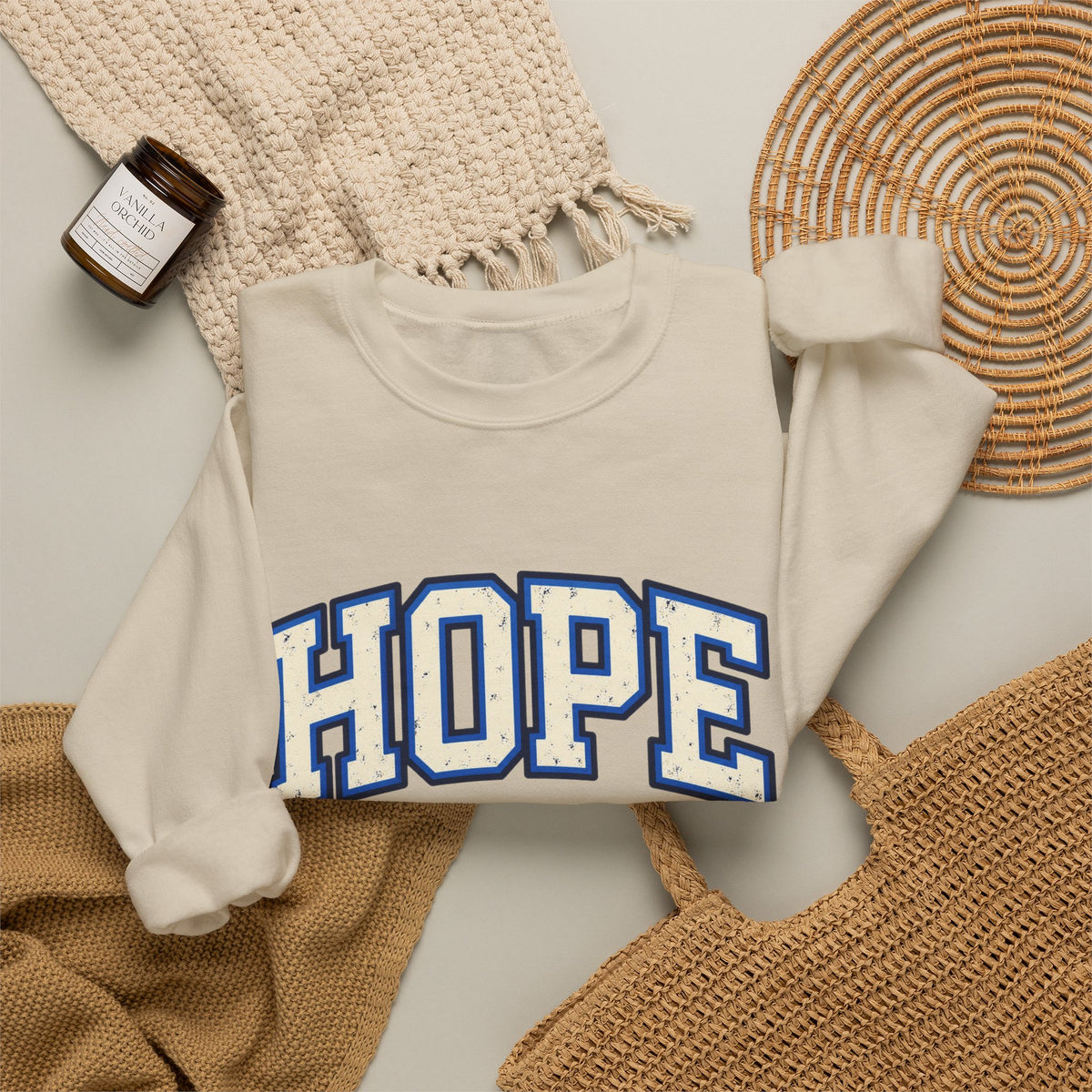 HOPE Crewneck Sweatshirt – Varsity Lettering Pullover