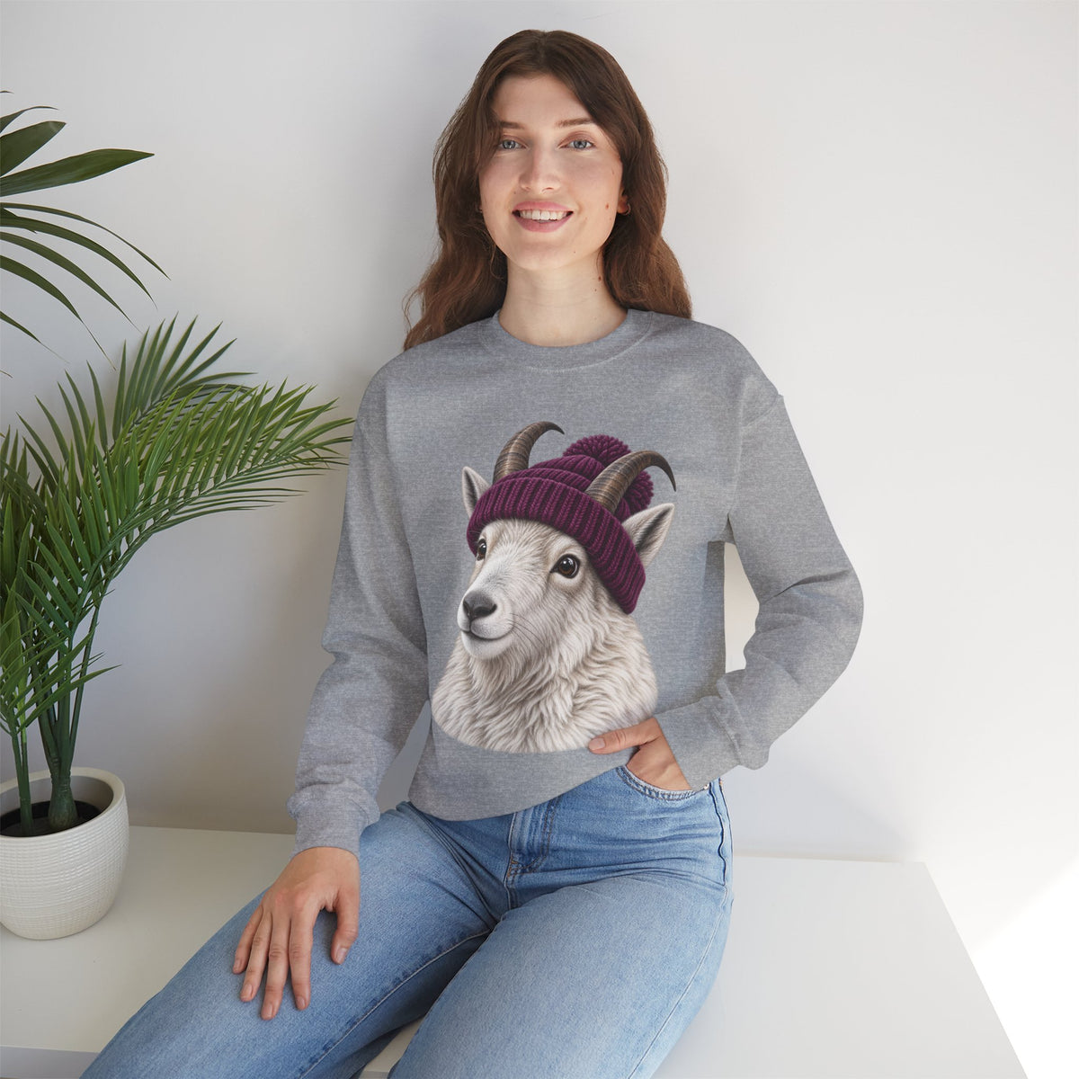 Beanie Mountain Goat Crewneck Sweatshirt
