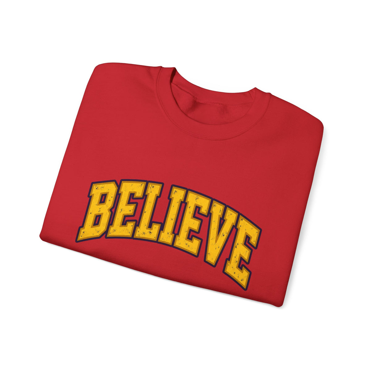 BELIEVE Crewneck Sweatshirt – Varsity Lettering Pullover