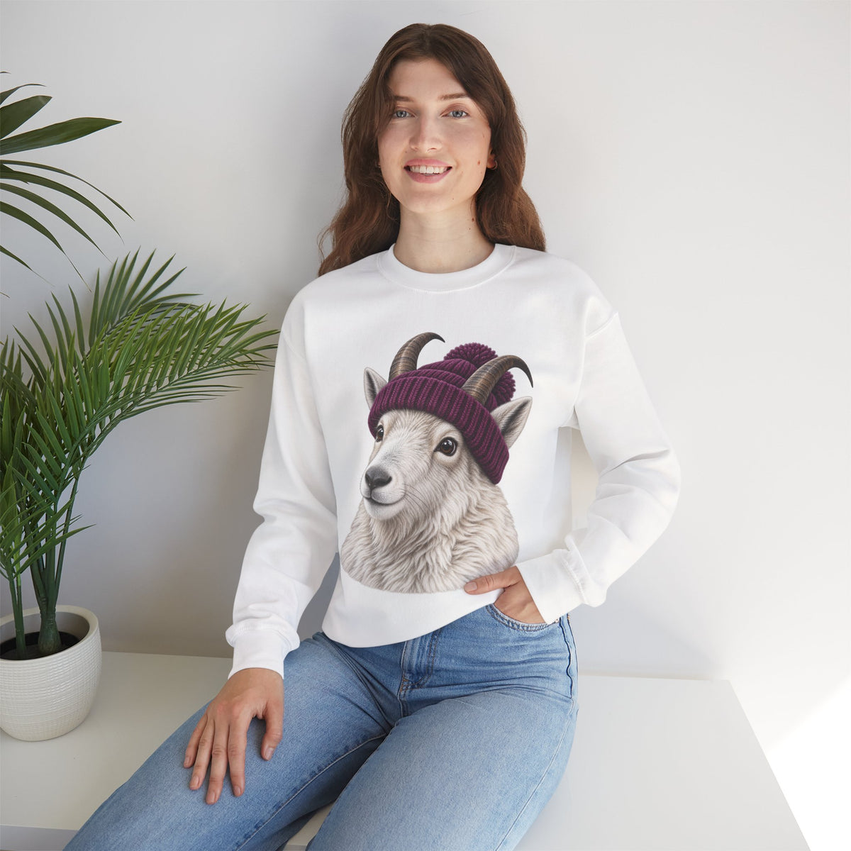 Beanie Mountain Goat Crewneck Sweatshirt