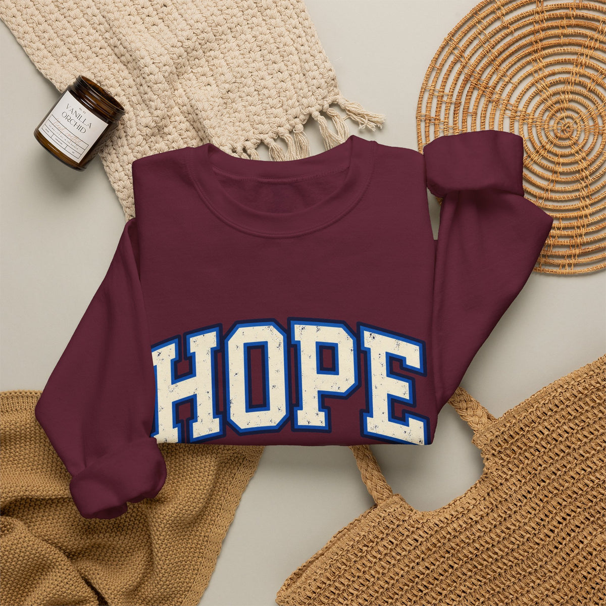 HOPE Crewneck Sweatshirt – Varsity Lettering Pullover