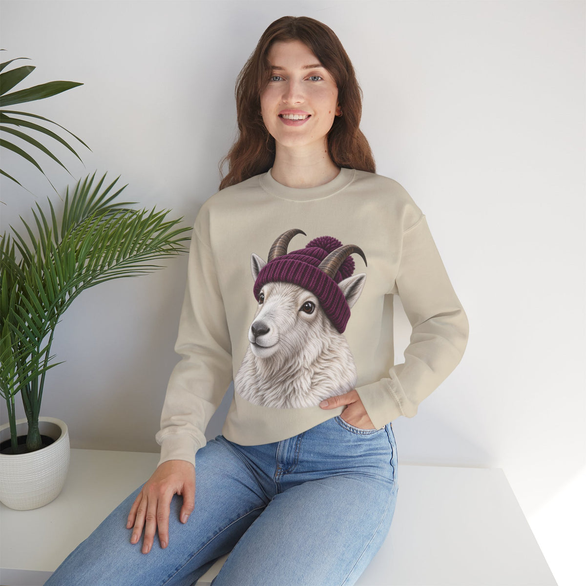 Beanie Mountain Goat Crewneck Sweatshirt