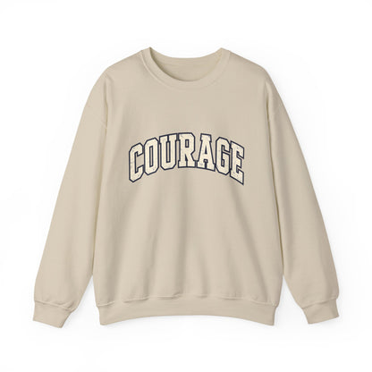 Courage Crewneck Sweatshirt — White Inspirational Collegiate Pullover