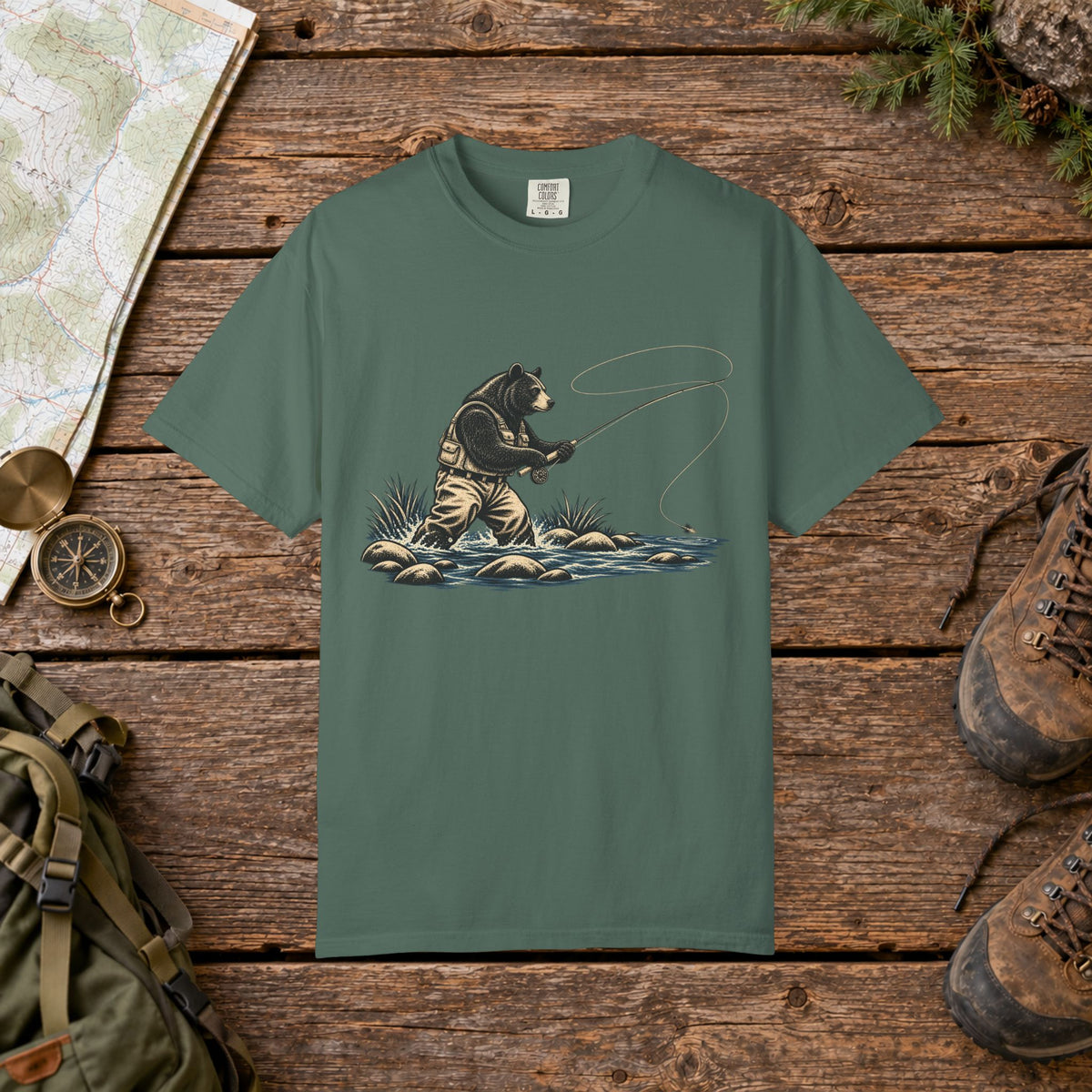Woodland Bear Fly Fishing | Vintage