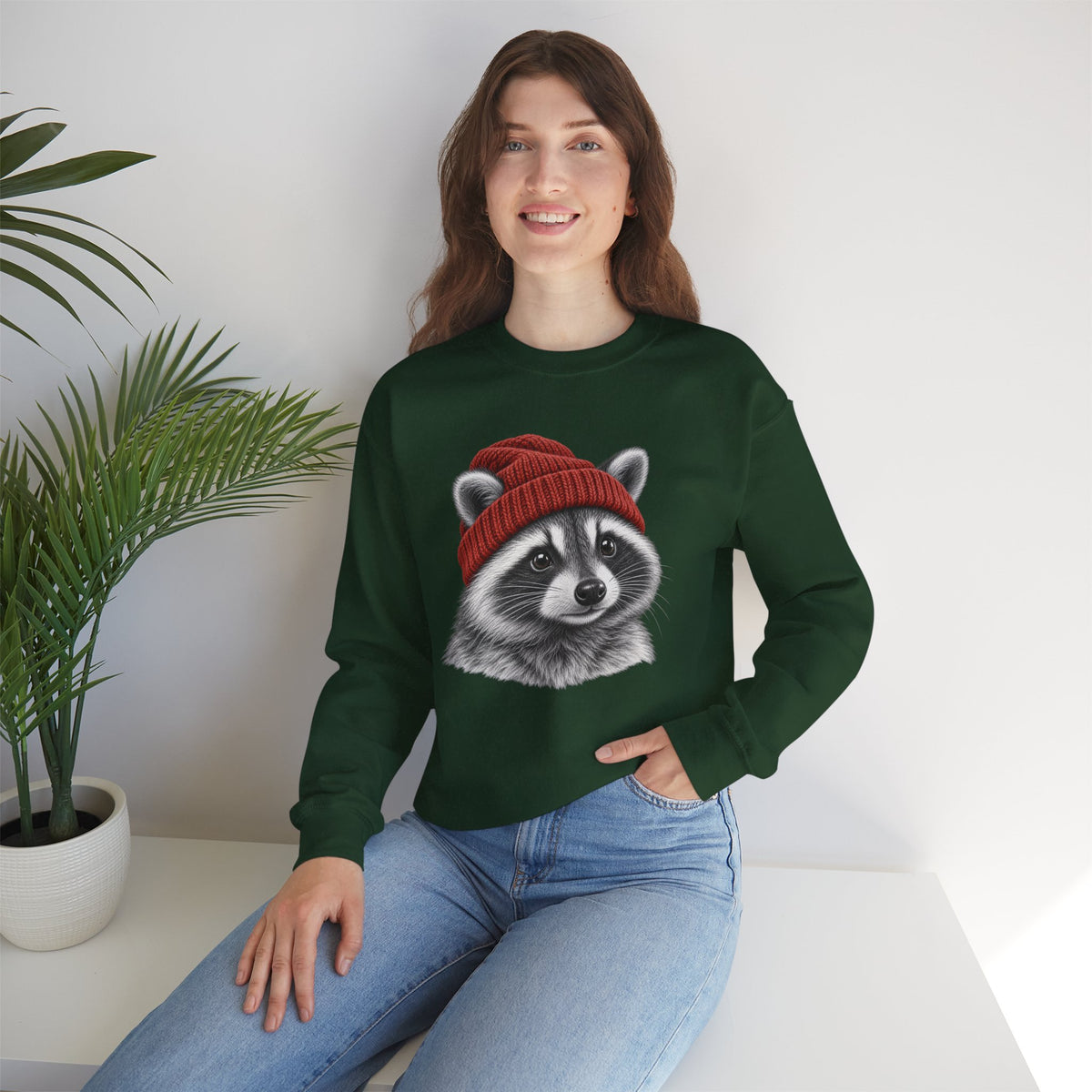 Beanie Racoon Crewneck Sweatshirt