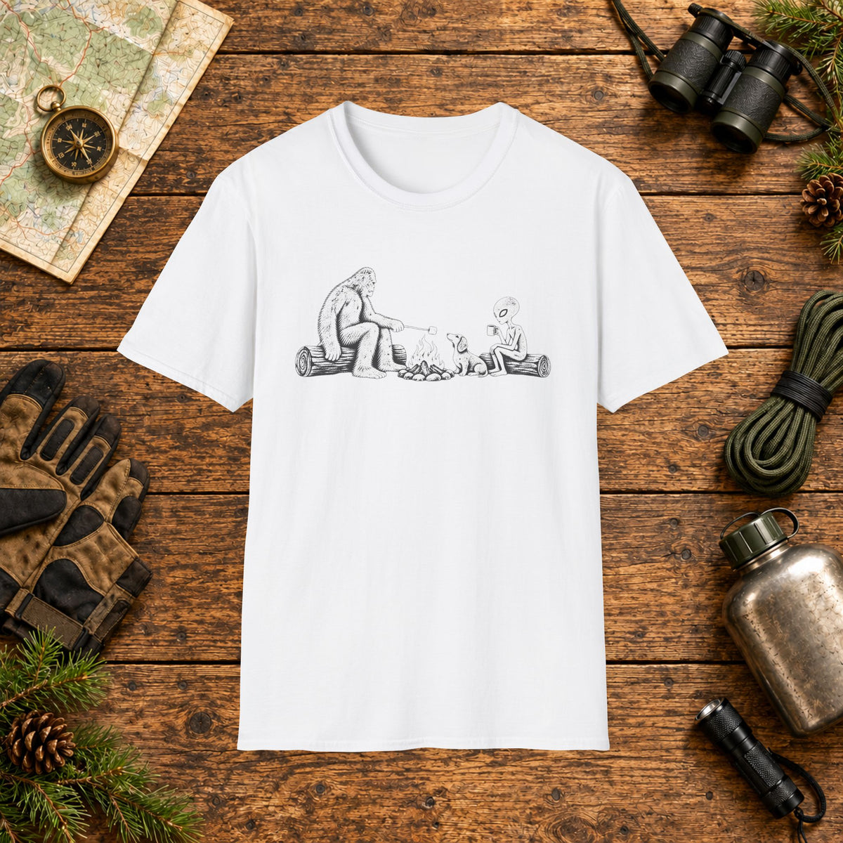 Dachshund Campfire Hiking Crew T‑Shirt