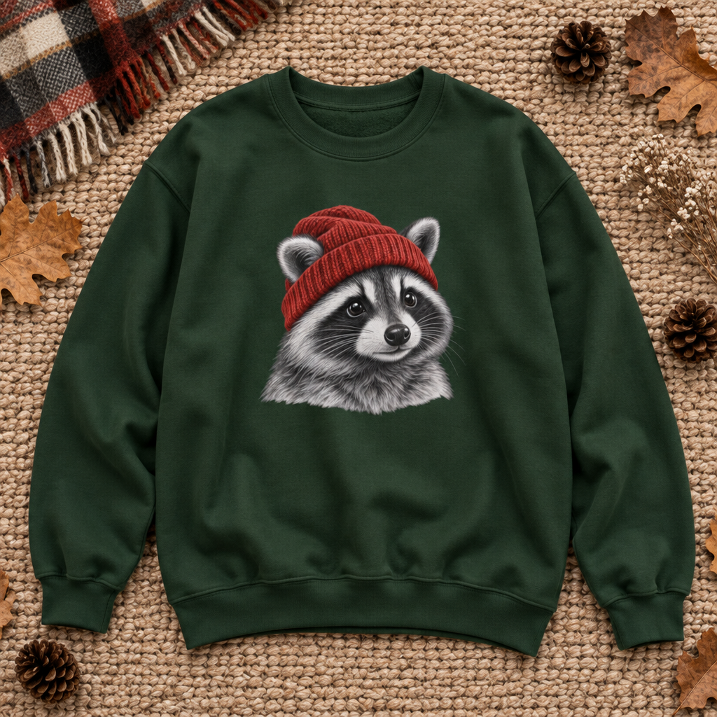 Beanie Racoon Crewneck Sweatshirt