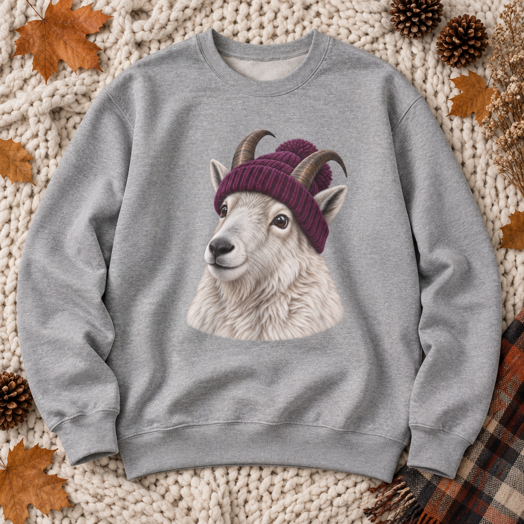 Beanie Mountain Goat Crewneck Sweatshirt