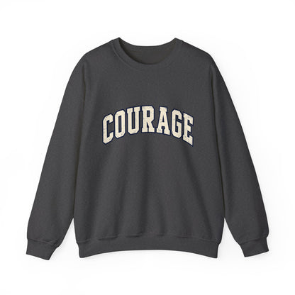 Courage Crewneck Sweatshirt — White Inspirational Collegiate Pullover