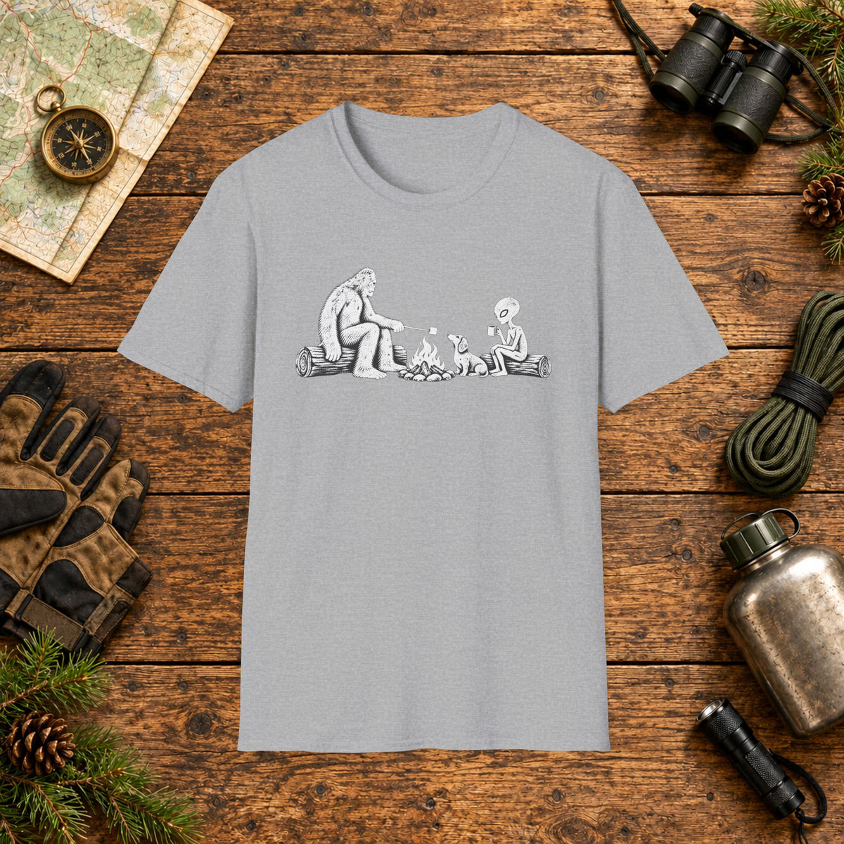 Dachshund Campfire Hiking Crew T‑Shirt