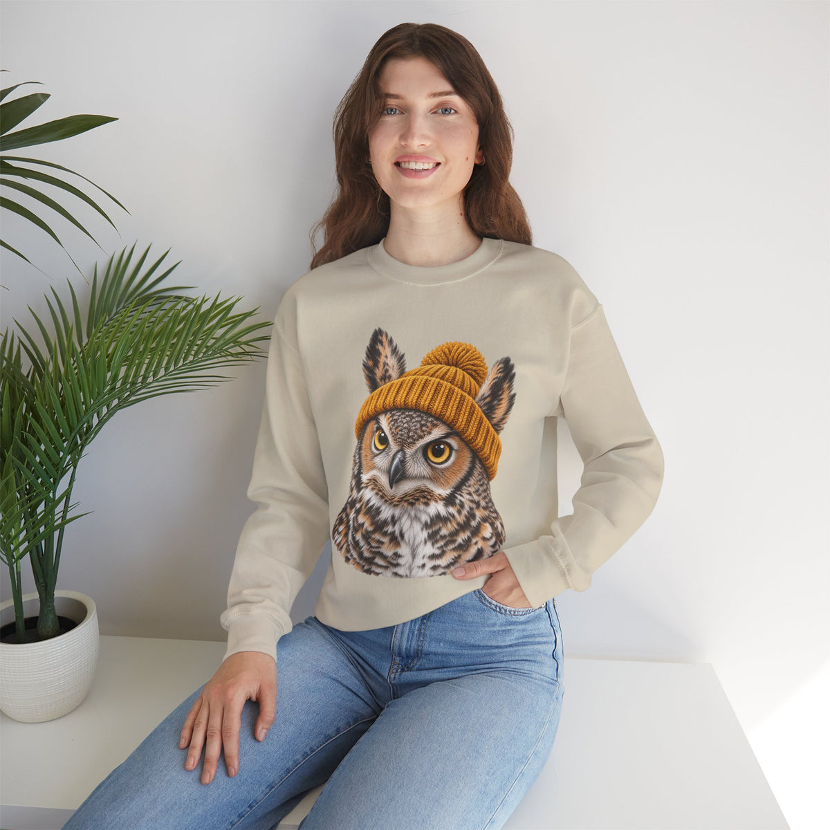 Beanie Owl Crewneck Sweatshirt