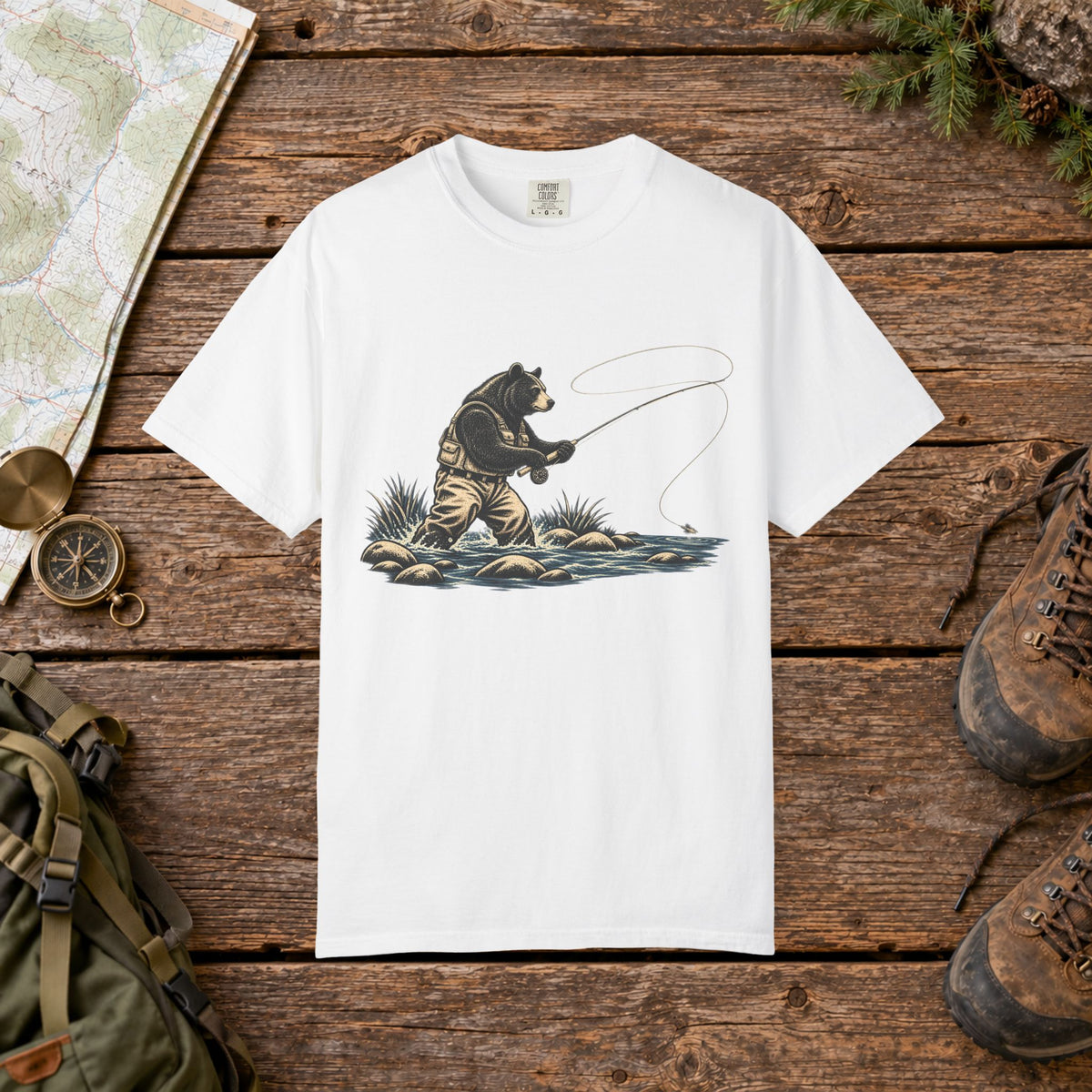 Woodland Bear Fly Fishing | Vintage