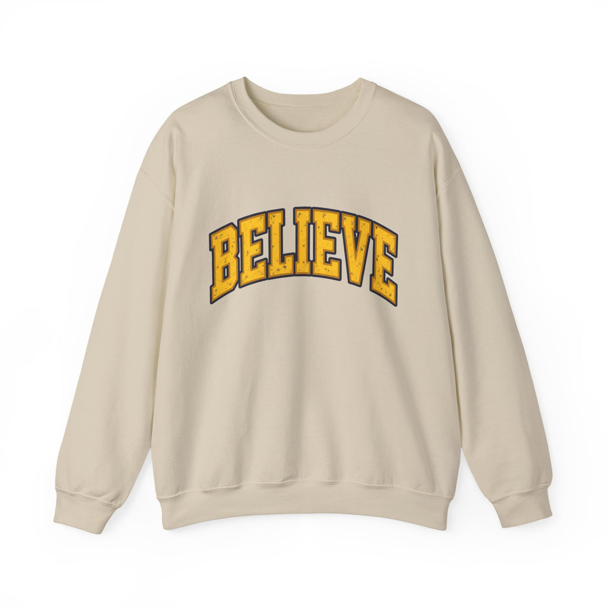 BELIEVE Crewneck Sweatshirt – Varsity Lettering Pullover