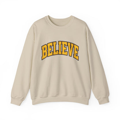 BELIEVE Crewneck Sweatshirt – Varsity Lettering Pullover