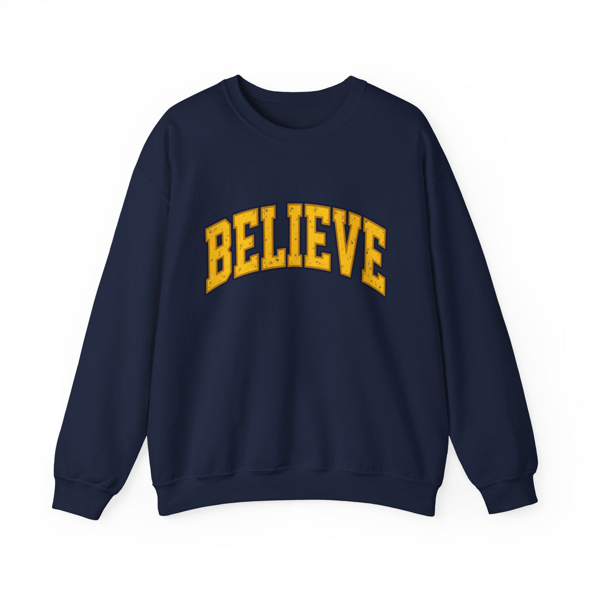 BELIEVE Crewneck Sweatshirt – Varsity Lettering Pullover