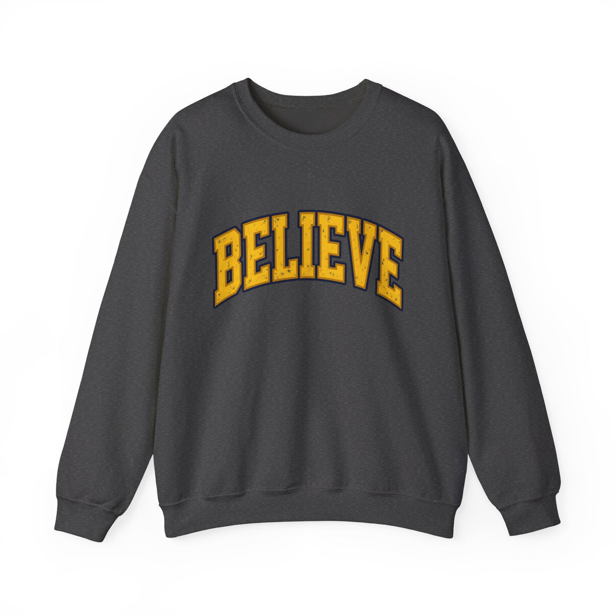 BELIEVE Crewneck Sweatshirt – Varsity Lettering Pullover