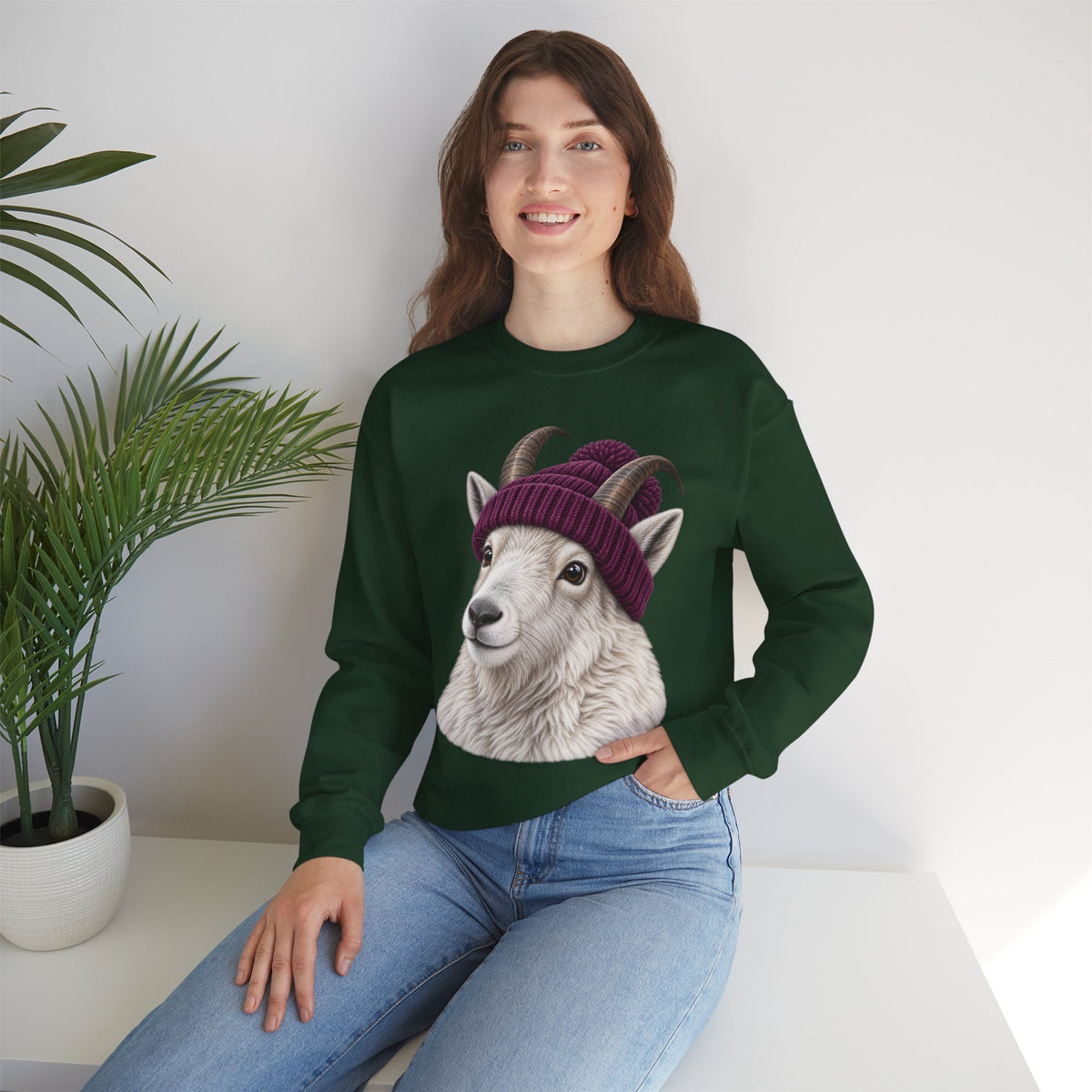 Beanie Mountain Goat Crewneck Sweatshirt