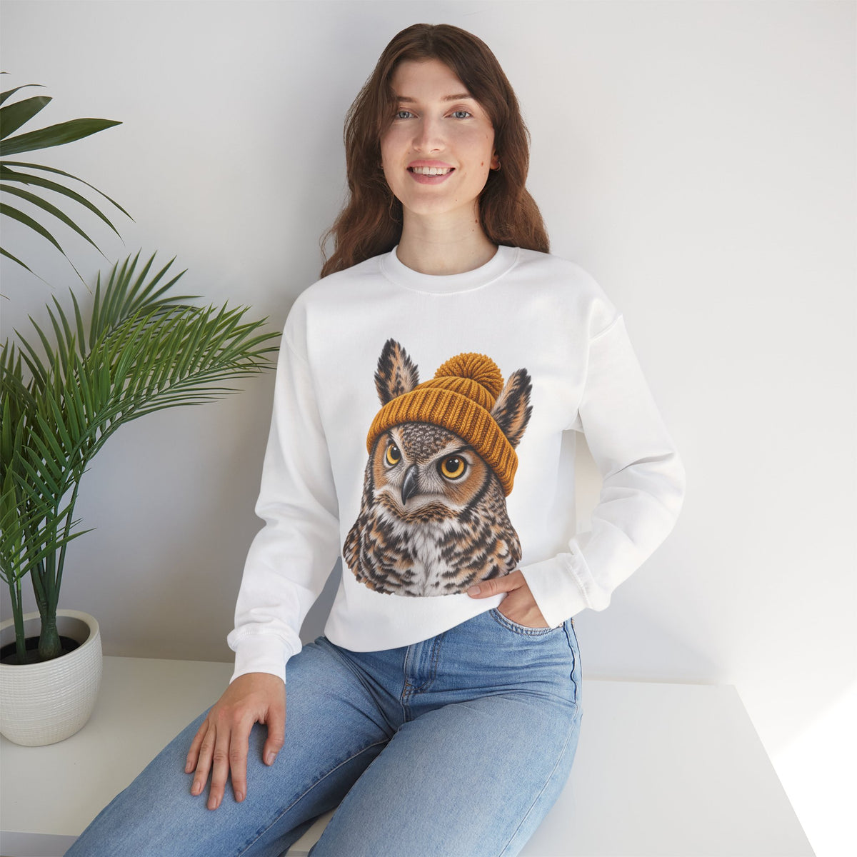 Beanie Owl Crewneck Sweatshirt