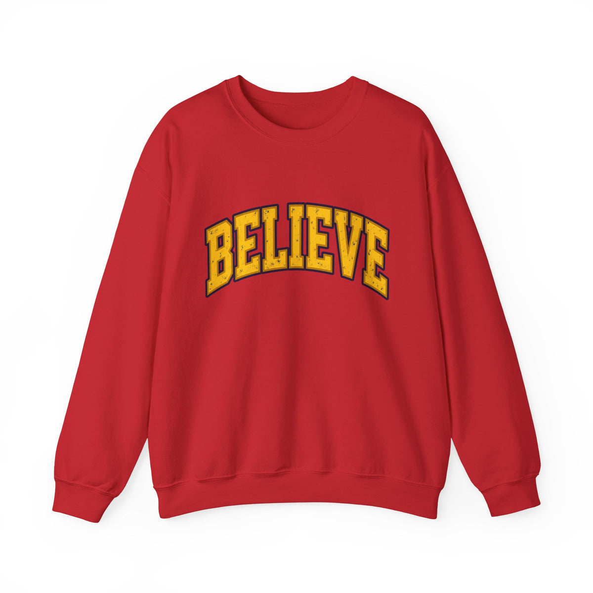 BELIEVE Crewneck Sweatshirt – Varsity Lettering Pullover