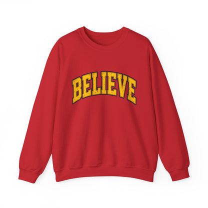 BELIEVE Crewneck Sweatshirt – Varsity Lettering Pullover