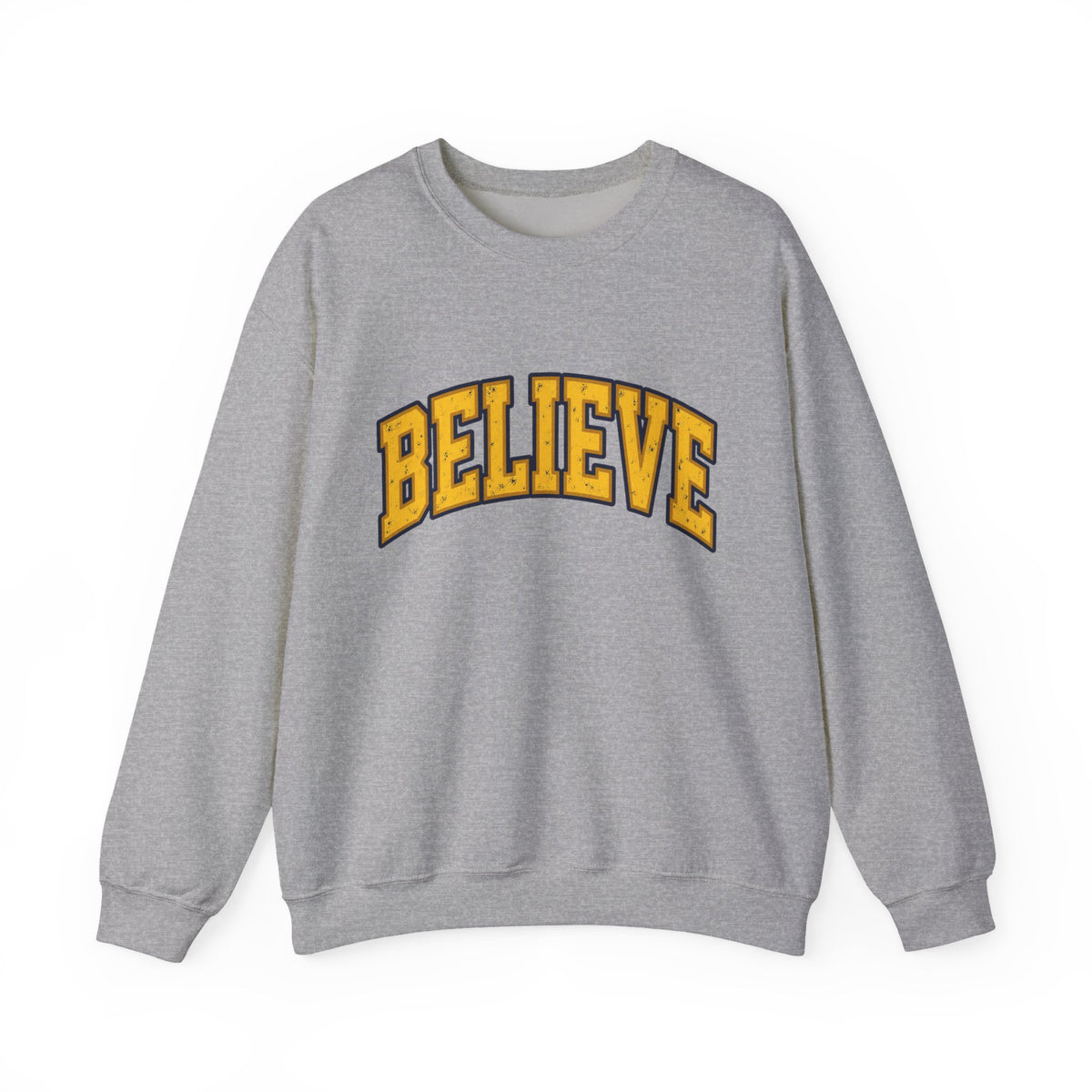 BELIEVE Crewneck Sweatshirt – Varsity Lettering Pullover