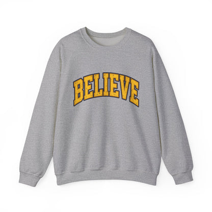 BELIEVE Crewneck Sweatshirt – Varsity Lettering Pullover
