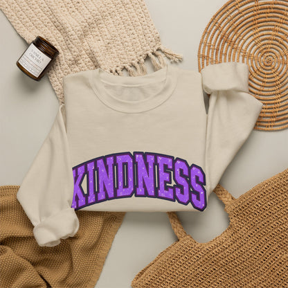 KINDNESS Crewneck Sweatshirt — Purple Arch Graphic