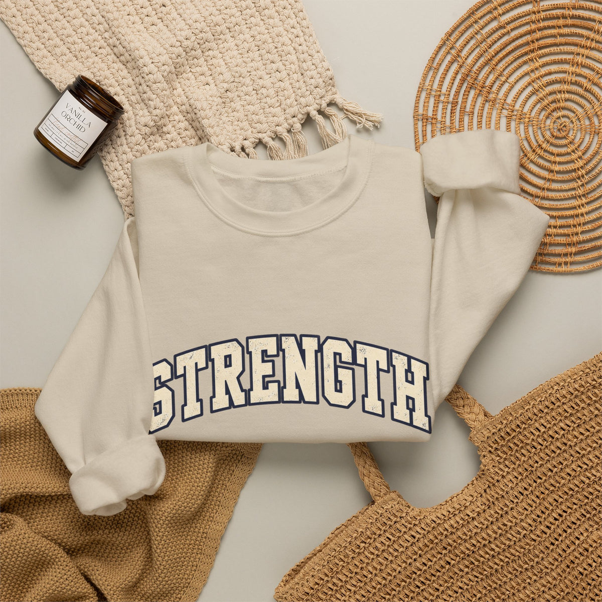 Strength Crewneck Sweatshirt — Motivational Graphic Pullover
