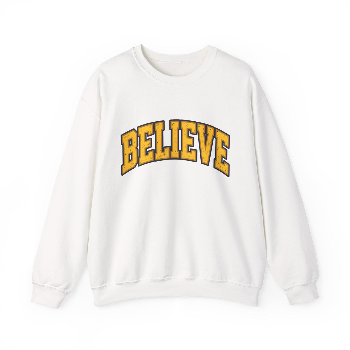 BELIEVE Crewneck Sweatshirt – Varsity Lettering Pullover