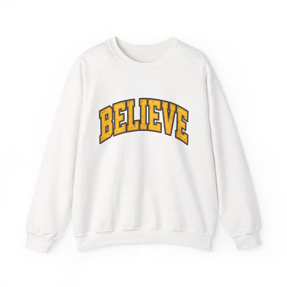 BELIEVE Crewneck Sweatshirt – Varsity Lettering Pullover