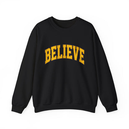 BELIEVE Crewneck Sweatshirt – Varsity Lettering Pullover
